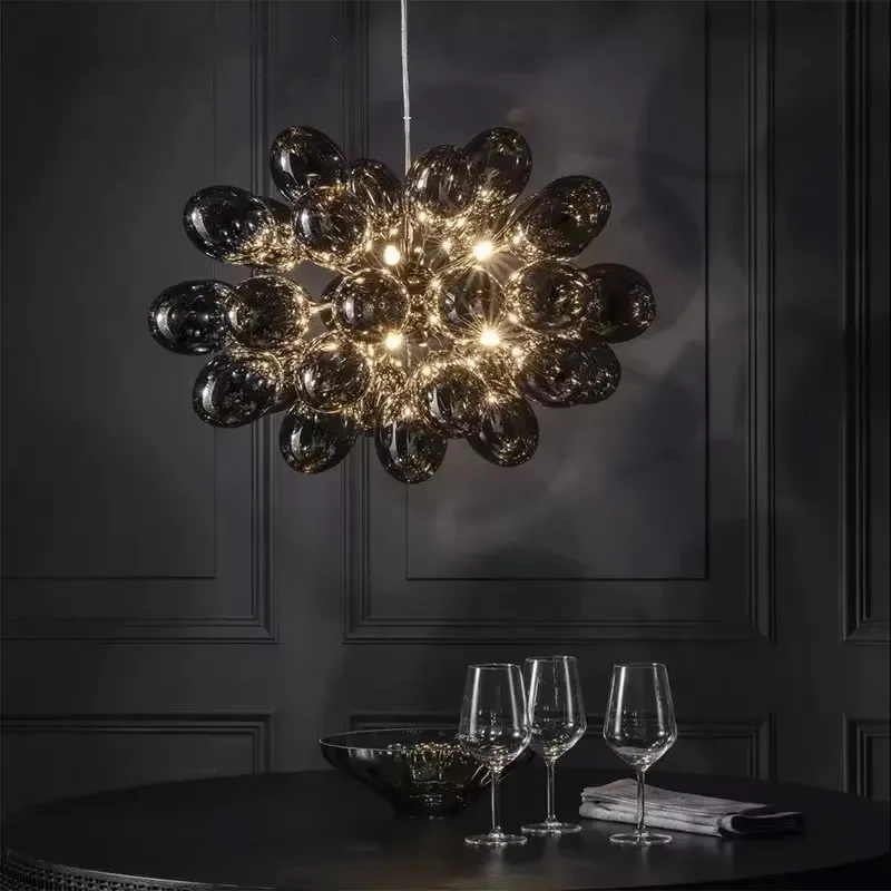Led Balloon Light - Bubble Chandelier Grey Glass Pendant Lamp