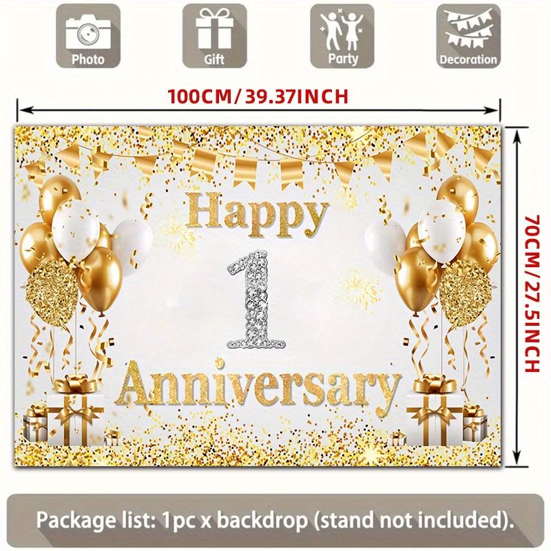 2D Flat Gold White Happy 1st A - Party Banner Gold ulasan dan harga