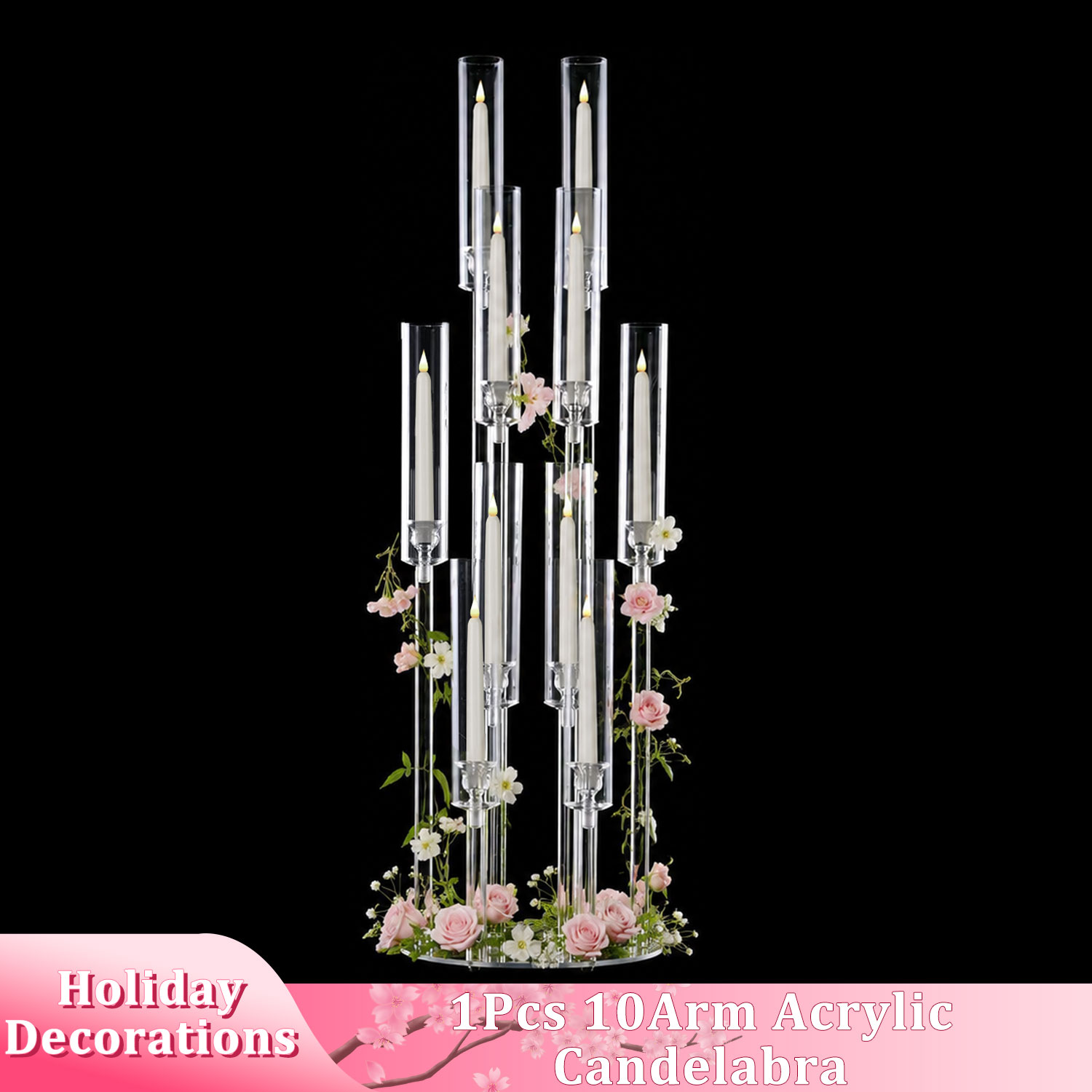 10 Arm Acrylic Candelabra Cent - Centerpiece Stick ulasan dan harga