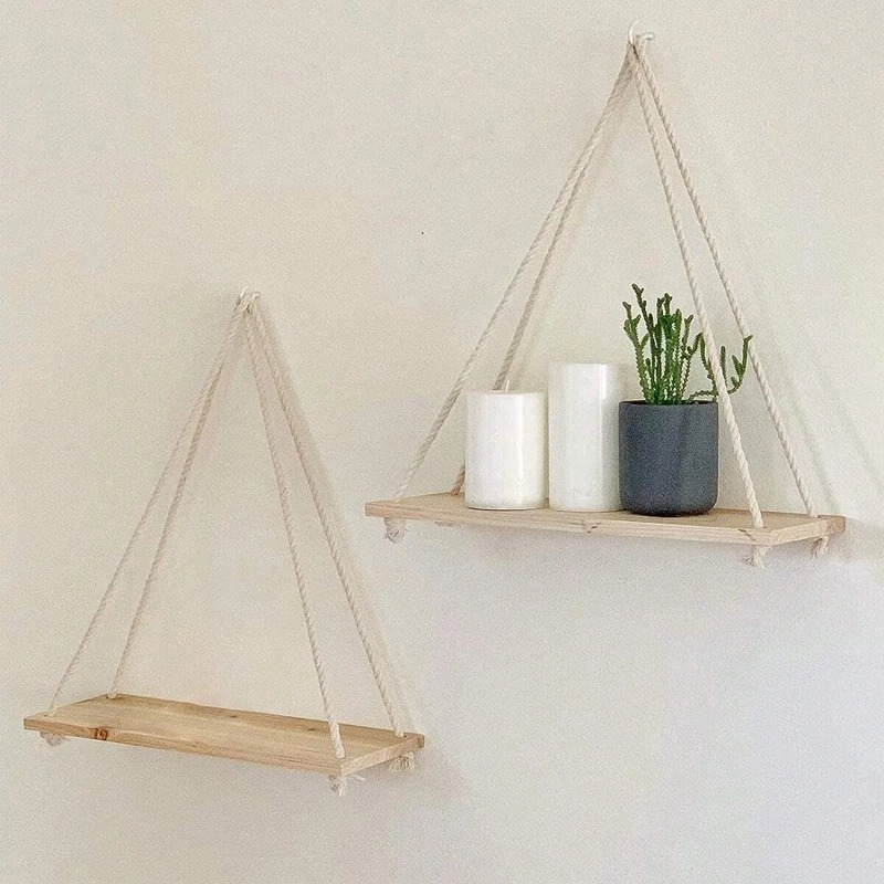 1PC Wooden Swing Hanging Hemp  - Flower Wall Panel ulasan dan harga